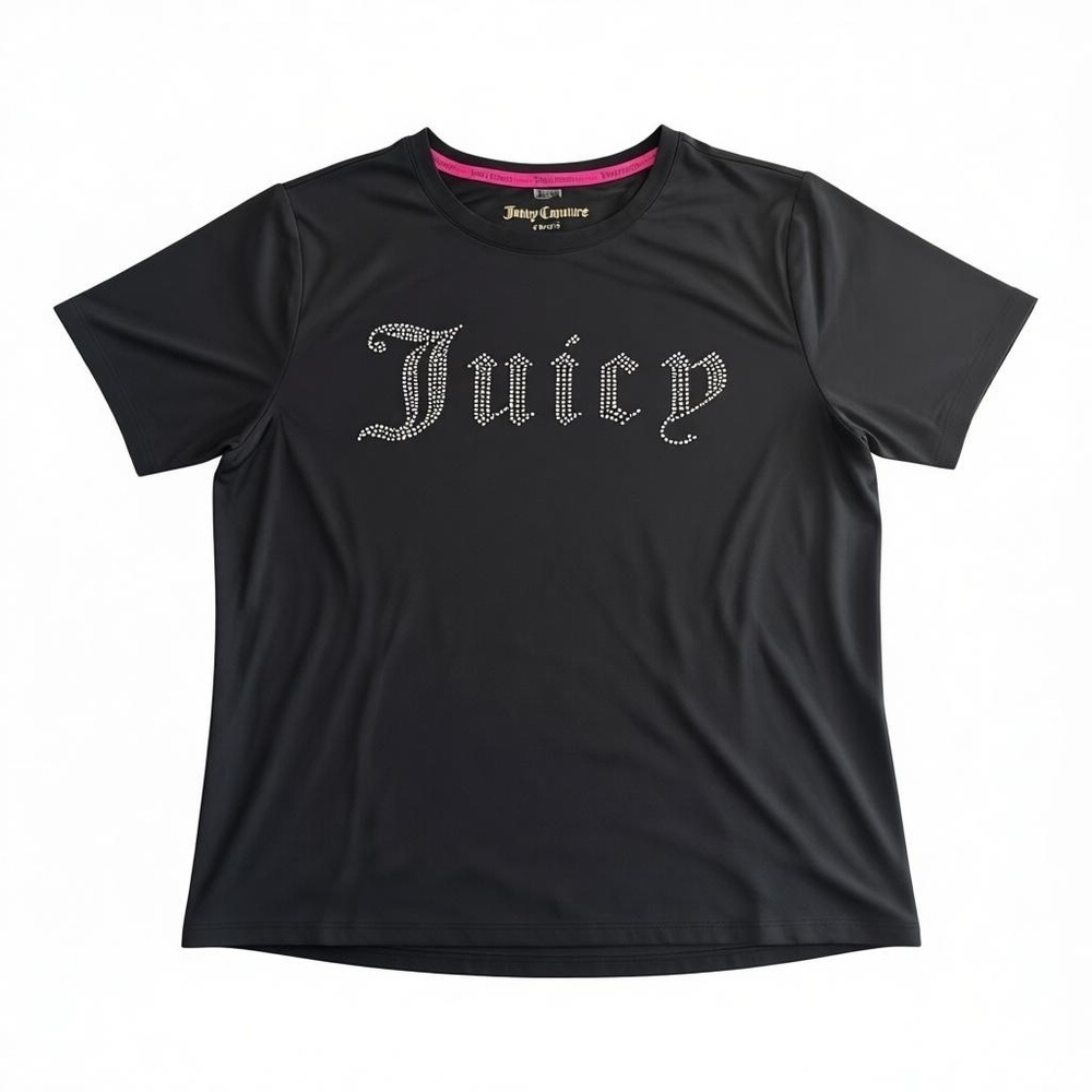 New Juicy Couture Sport Rhinestone Logo Tee Black Large Y2K 2000s Athleisure